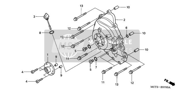 Honda FJS600 2001 Derecho Caja del cigüeñal Cubrir para un 2001 Honda FJS600